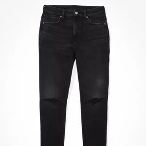 AE Strigid Mom Jean - Destroyed Black